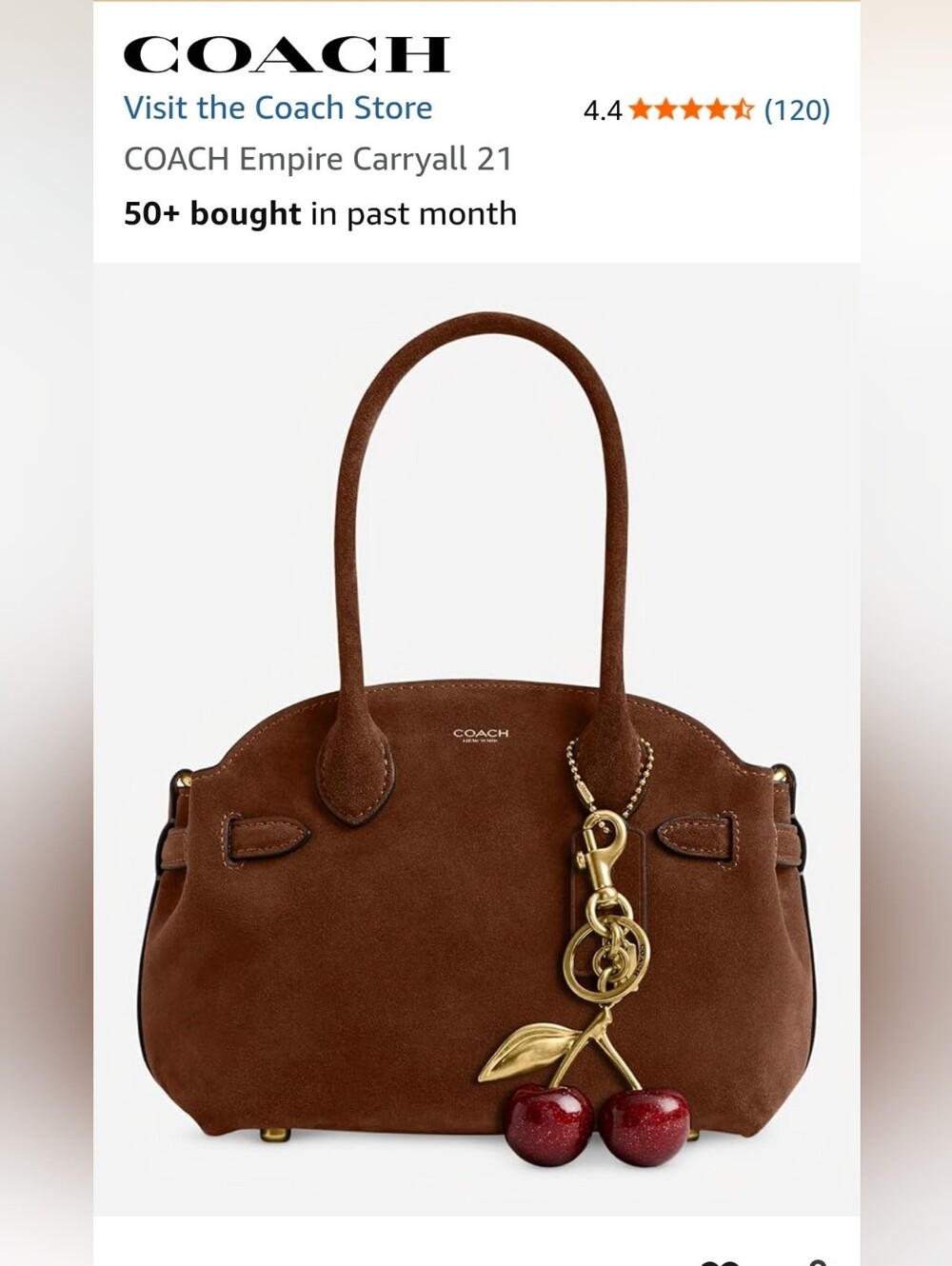 NWT Coach Empire 21 in Warm Brown Suede